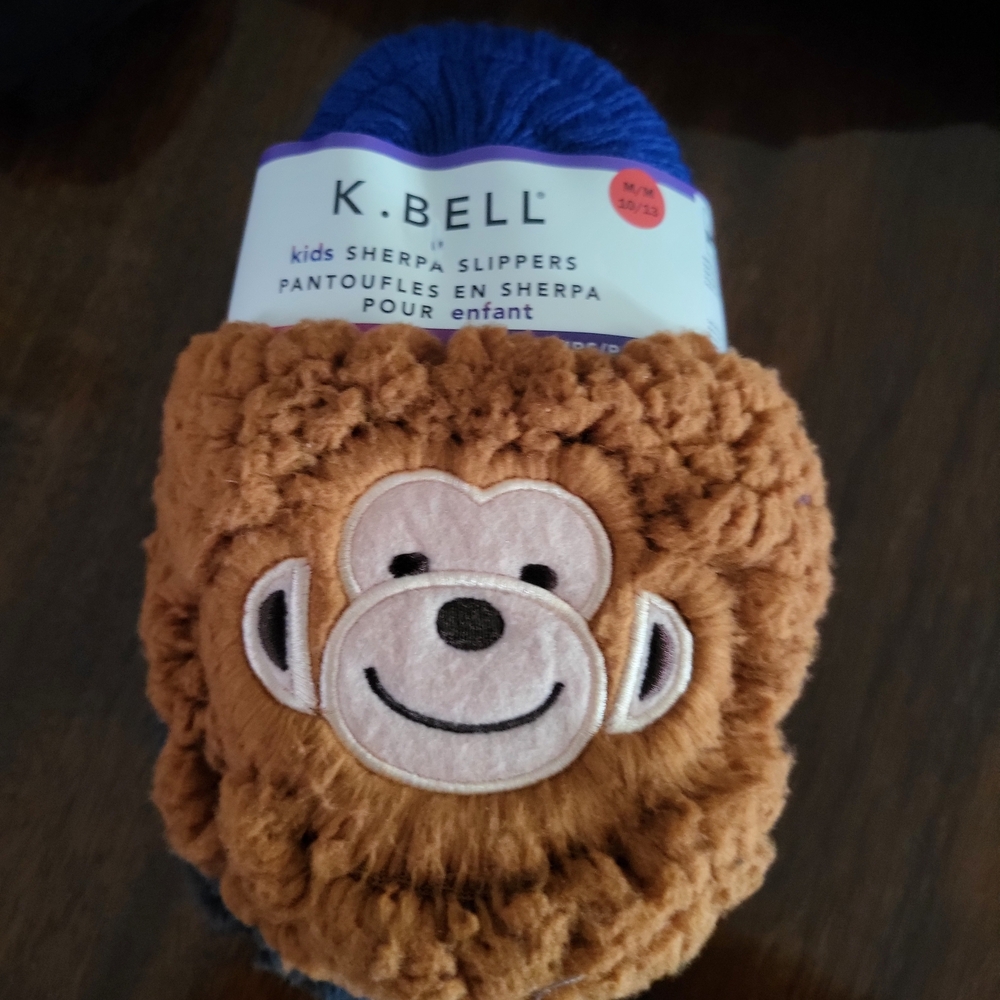 K-BELL Brown Plush Monkey&bear Slippers